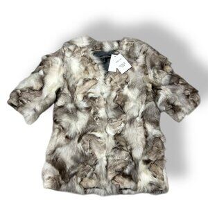 NWT Adrienne Landau Women's Real Fur Silver Fox Short Sleeve Jacket Sz S